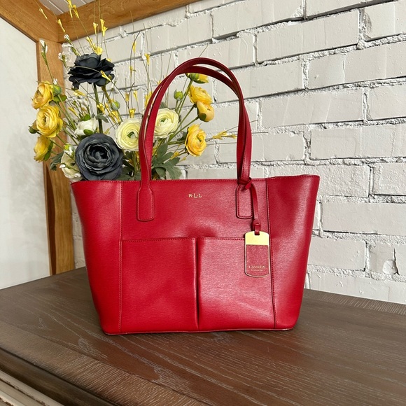 Ralph Lauren Handbags - Red and Gold Ralph Lauren Bag